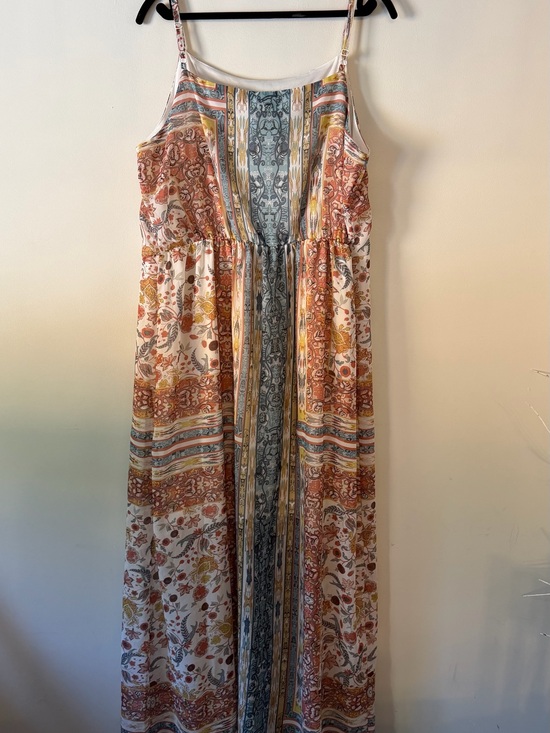 Ricki's Dresses & Skirts - Ricki's Spaghetti-Strap Maxi Dress in Rust, Cream and Blue